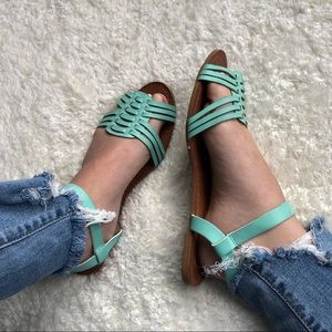 Turquoise Sandals Size 8